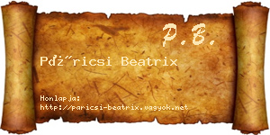 Páricsi Beatrix névjegykártya